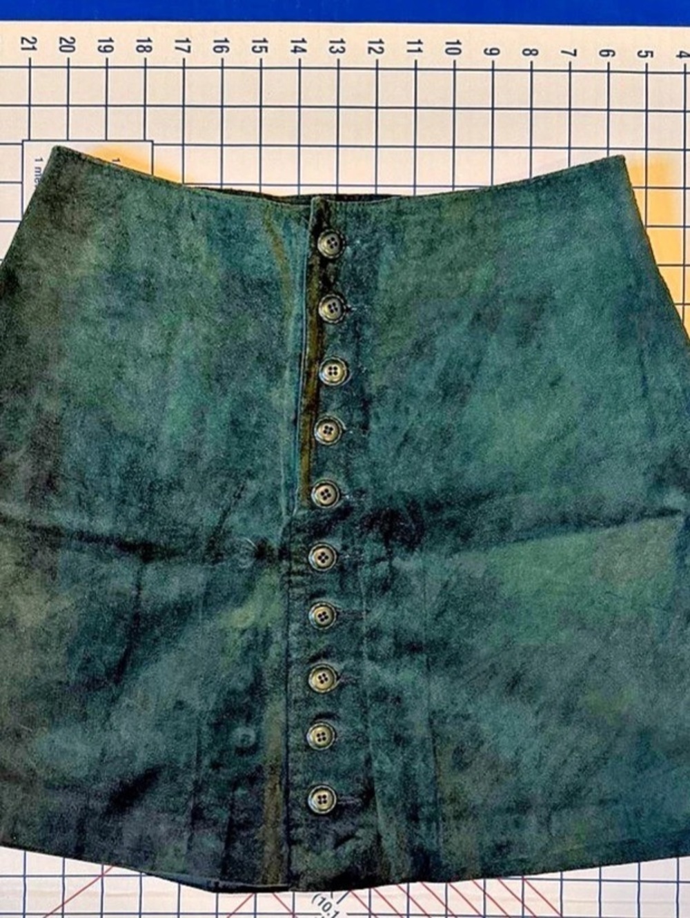 Vintage Express Leather Button-Front Green Skirt